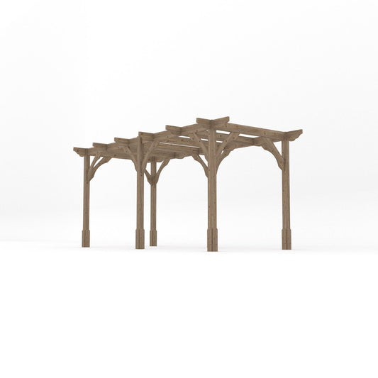 Pergola | Timber Premium Pergola | Freestanding Garden Structure | Heavyweight Section Timber | Rustic Brown | 2.4m Width x 4.8m Length