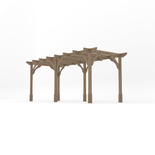 Pergola | Timber Premium Pergola | Freestanding Garden Structure | Heavyweight Section Timber | Rustic Brown | 3m Width x 5.4m Length