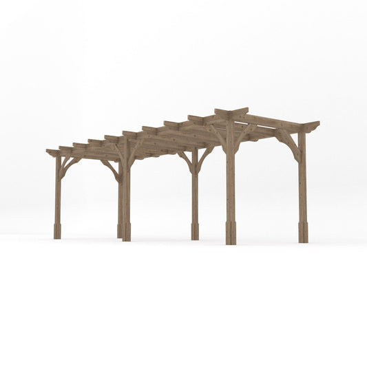 Pergola | Timber Premium Pergola | Freestanding Garden Structure | Heavyweight Section Timber | Rustic Brown | 3m Width x 6.6m Length