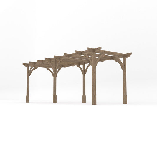 Pergola | Timber Premium Pergola | Freestanding Garden Structure | Heavyweight Section Timber | Rustic Brown | 2.4m Width x 6m Length