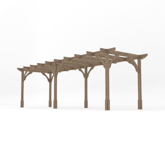Pergola | Timber Premium Pergola | Freestanding Garden Structure | Heavyweight Section Timber | Rustic Brown | 2.4m Width x 7.2m Length