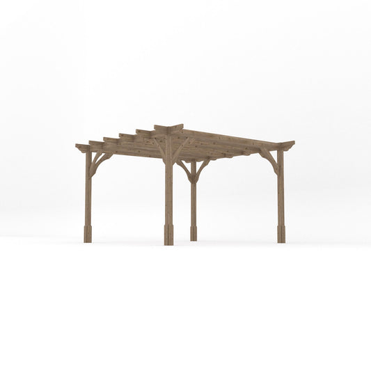 Pergola | Timber Premium Pergola | Freestanding Garden Structure | Heavyweight Section Timber | Rustic Brown | 3.6m Width x 3.6m Length