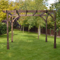 Pergola | Timber Premium Pergola | Freestanding Garden Structure | Heavyweight Section Timber | Rustic Brown | 2.4m Width x 3m Length