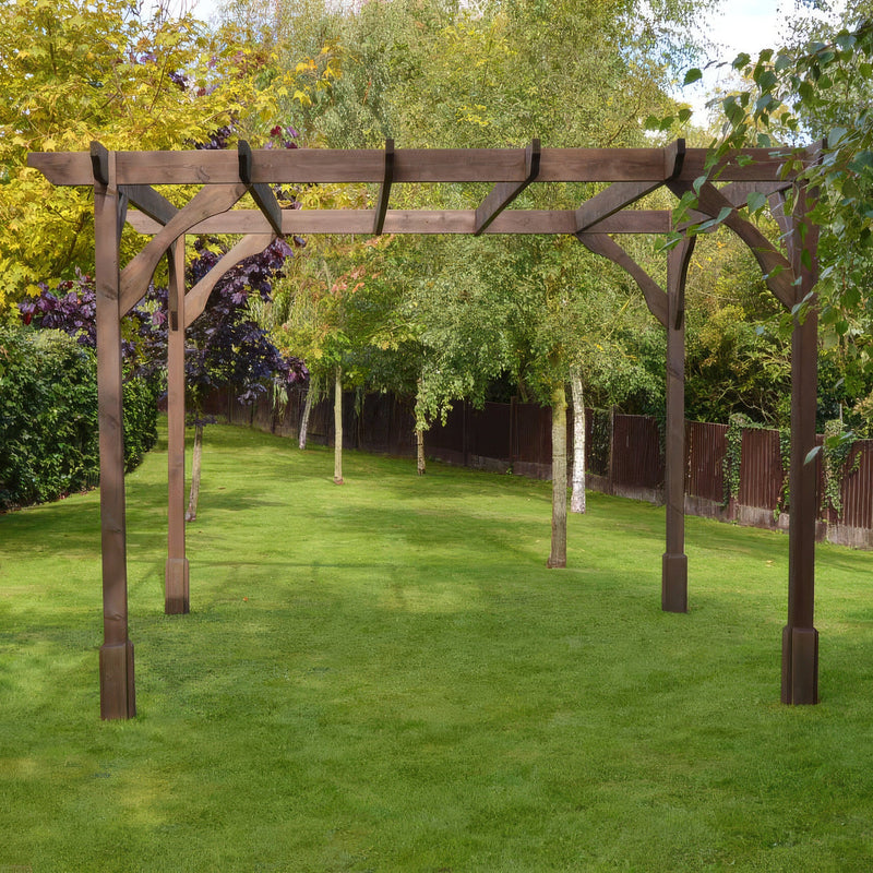 Freestanding Premium Pergola - Rustic Brown - 3m Width x 3.6m Length