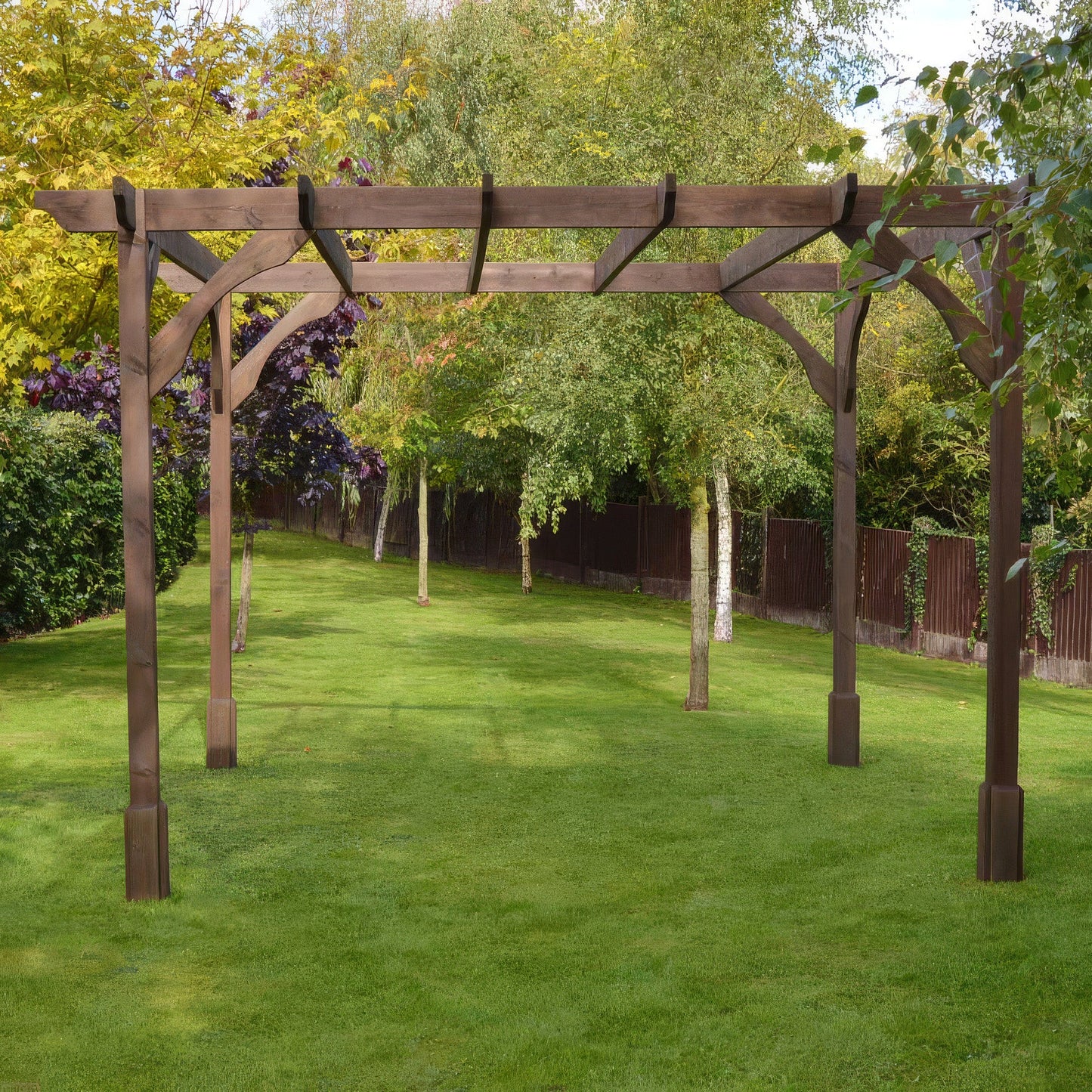 Freestanding Premium Pergola - Rustic Brown - 4.2m Width x 4.2m Length