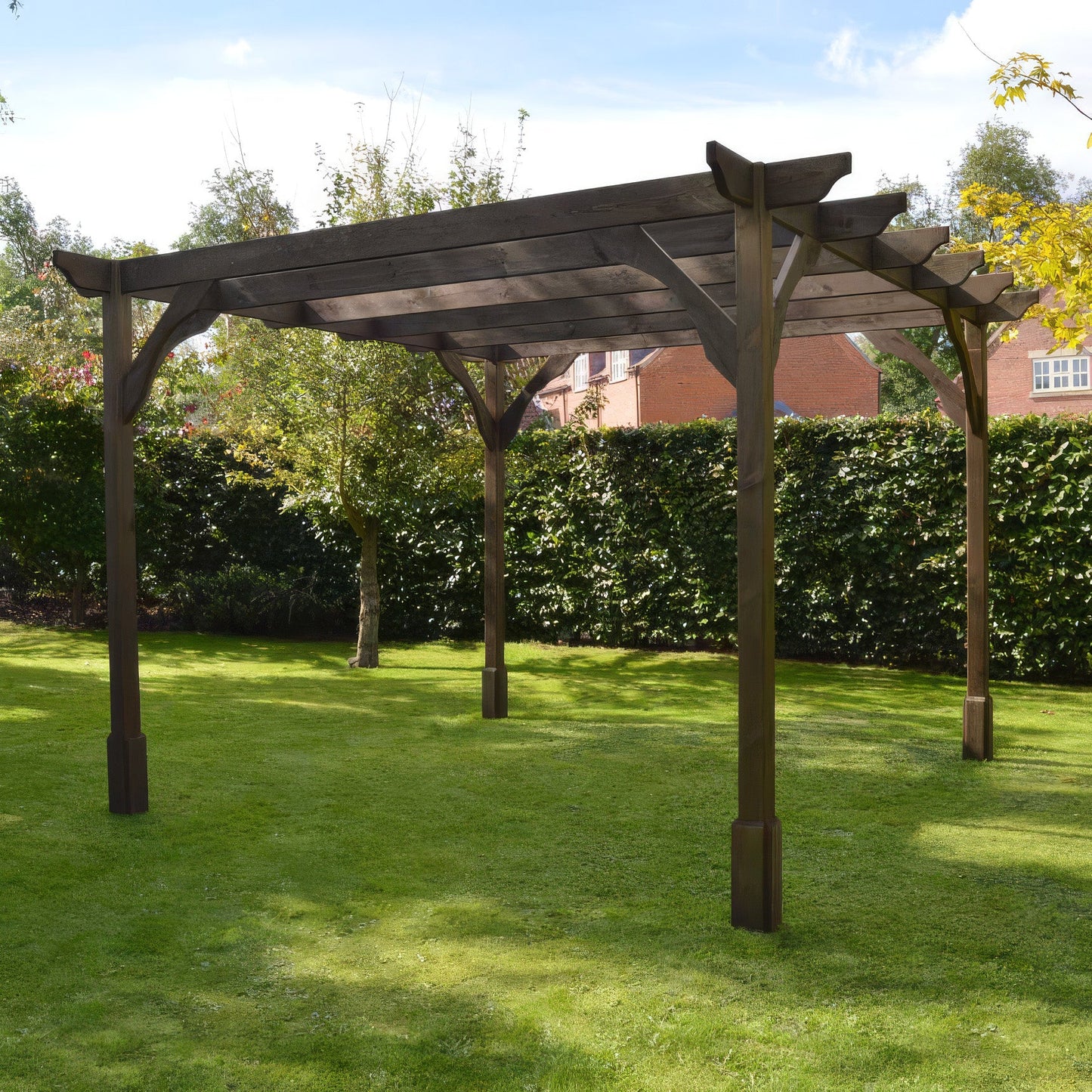 Freestanding Premium Pergola - Rustic Brown - 4.8m Width x 4.8m Length