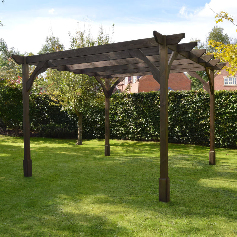 Freestanding Premium Pergola - Rustic Brown - 4.2m Width x 4.2m Length