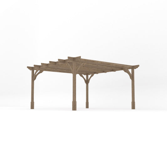 Pergola | Timber Premium Pergola | Freestanding Garden Structure | Heavyweight Section Timber | Rustic Brown | 4.2m Width x 4.2m Length
