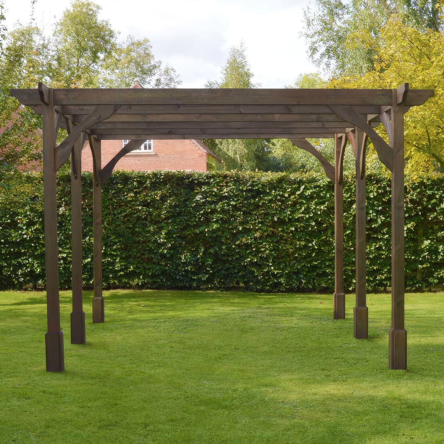 Freestanding Premium Pergola - Rustic Brown - 4.2m Width x 6.6m Length