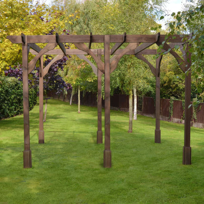 Freestanding Premium Pergola - Rustic Brown - 4.8m Width x 7.8m Length