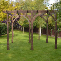 Pergola | Timber Premium Pergola | Freestanding Garden Structure | Heavyweight Section Timber | Rustic Brown | 2.4m Width x 4.8m Length