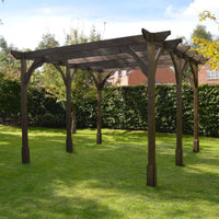 Pergola | Timber Premium Pergola | Freestanding Garden Structure | Heavyweight Section Timber | Rustic Brown | 2.4m Width x 6.6m Length