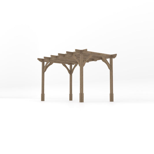 Pergola | Timber Premium Pergola | Freestanding Garden Structure | Heavyweight Section Timber | Rustic Brown | 2.4m Width x 3.6m Length
