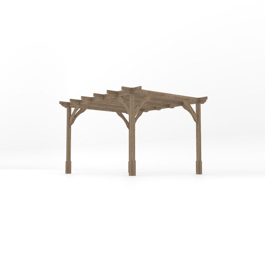 Pergola | Timber Premium Pergola | Freestanding Garden Structure | Heavyweight Section Timber | Rustic Brown | 3m Width x 3.6m Length