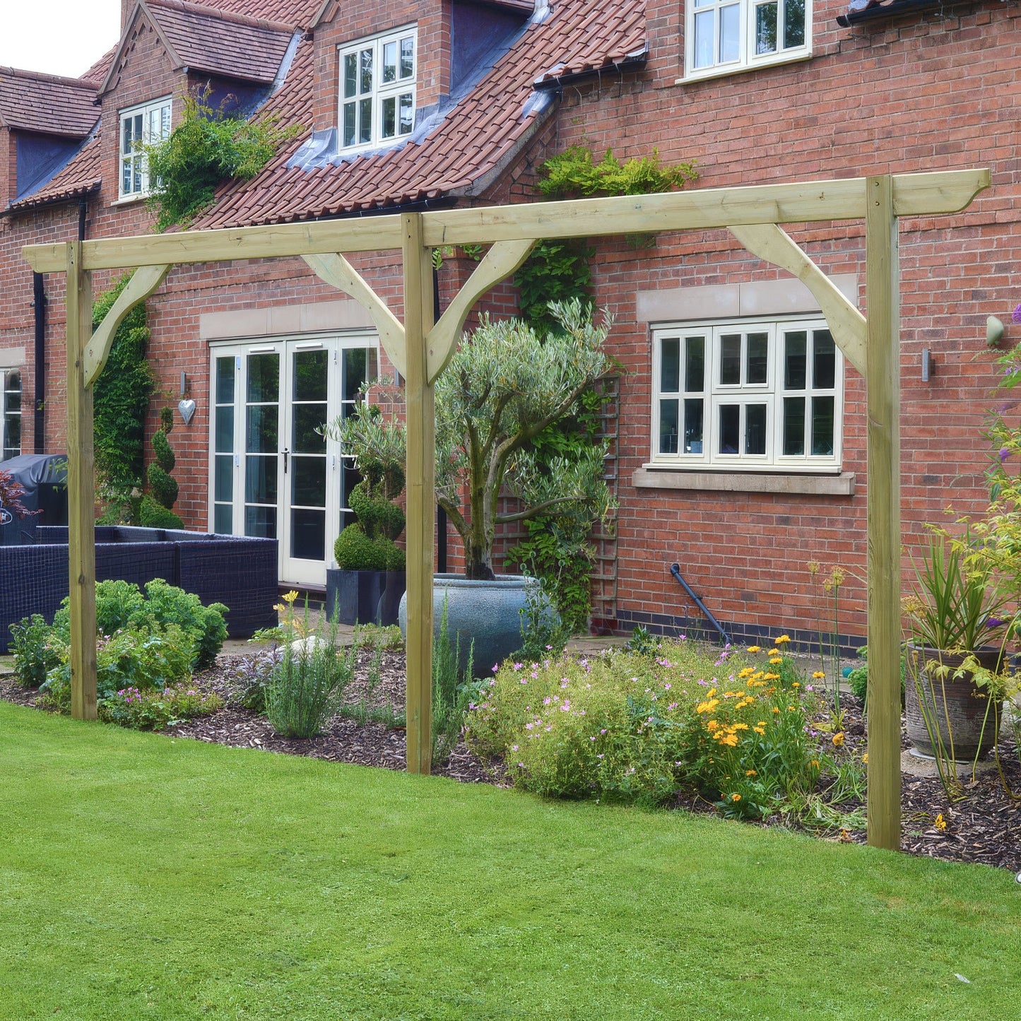Freestanding Screen Pergola - Light Green - 4.8m Length