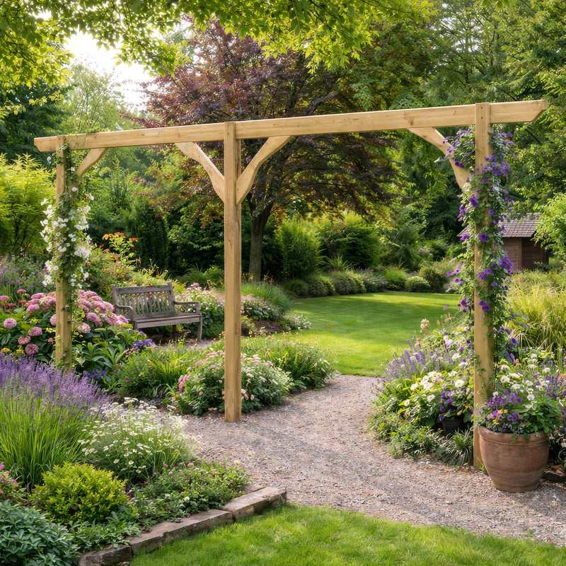 Freestanding Screen Pergola - Light Green - 3.6m Length