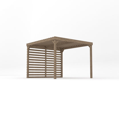 Freestanding Shade Pergola - Rustic Brown - 3m Width x 3m Length
