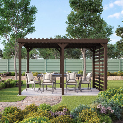 Freestanding Shade Pergola - Rustic Brown - 3m Width x 3.6m Length
