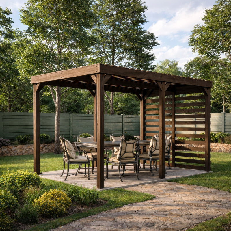 Freestanding Shade Pergola - Rustic Brown - 2.4m Width x 2.4m Length
