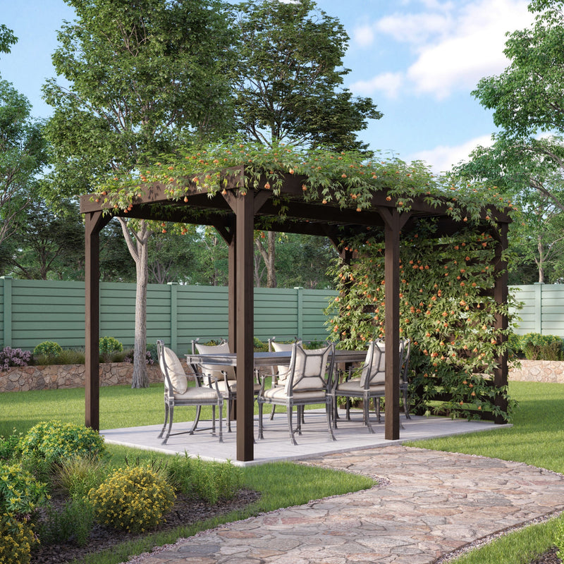 Freestanding Shade Pergola - Rustic Brown - 3.6m Width x 4.8m Length