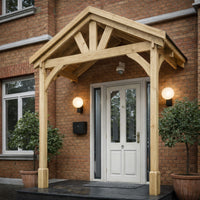 Porch | Timber Porch Canopy | Felt Shingle Roof | Wall Mounted Entrance Cover | Light Green | 1.22m Depth x 2.4m Width