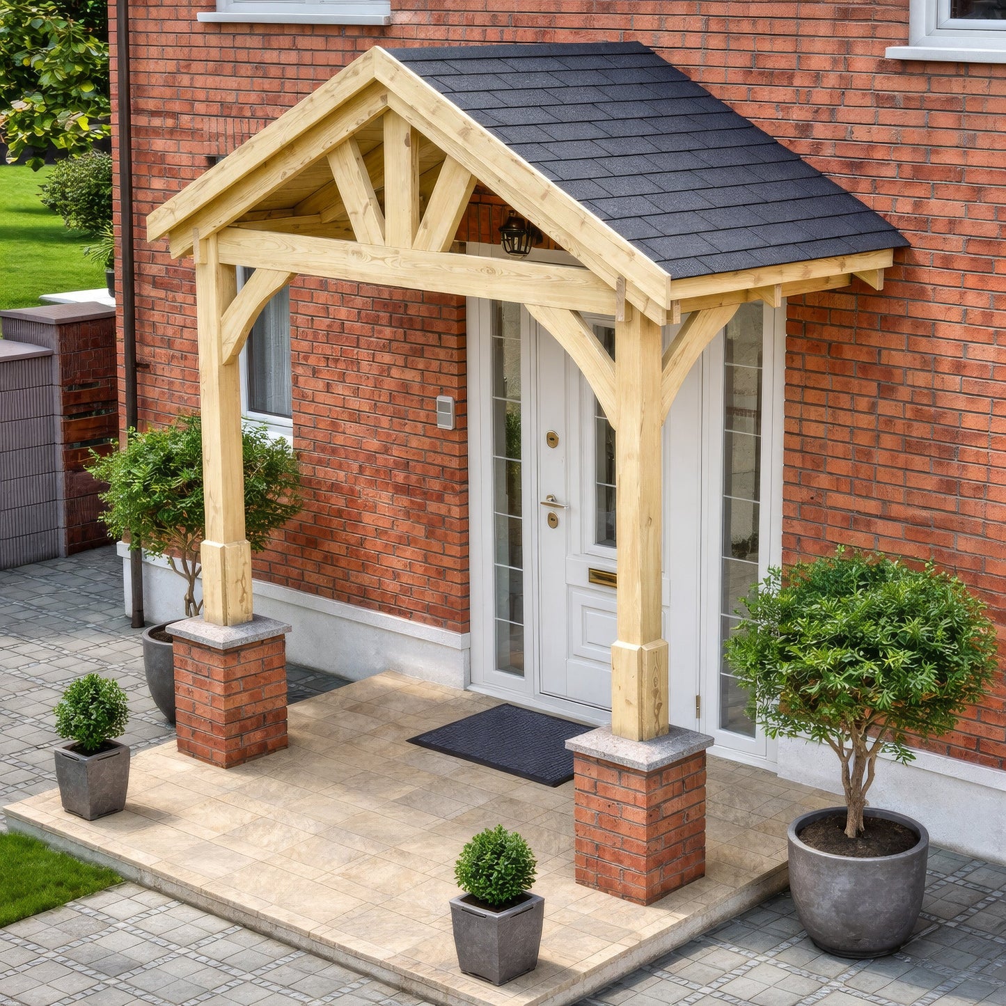 Felt Shingle Roof Porch - Light Green - 1.22m Depth x 2.4m Width