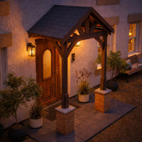 Porch | Timber Porch Canopy | Felt Shingle Roof | Wall Mounted Entrance Cover | Rustic Brown | 1.22m Depth x 1.8m Width