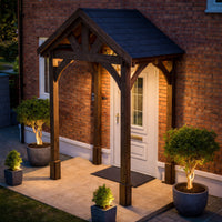 Porch | Timber Porch Canopy | Felt Shingle Roof | Wall Mounted Entrance Cover | Rustic Brown | 1.22m Depth x 1.8m Width