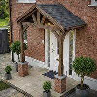 Porch | Timber Porch Canopy | Felt Shingle Roof | Wall Mounted Entrance Cover | Rustic Brown | 1.22m Depth x 2.4m Width