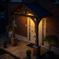 Porch | Timber Porch Canopy | Felt Shingle Roof | Wall Mounted Entrance Cover | Rustic Brown | 1.22m Depth x 2.4m Width
