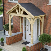 Porch | Timber Porch Canopy | Slate Tile Roof | Wall Mounted Entrance Cover | Light Green | 1.22m Depth x 2.4m Width