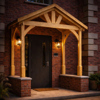 Porch | Timber Porch Canopy | Slate Tile Roof | Wall Mounted Entrance Cover | Light Green | 1.22m Depth x 2.4m Width