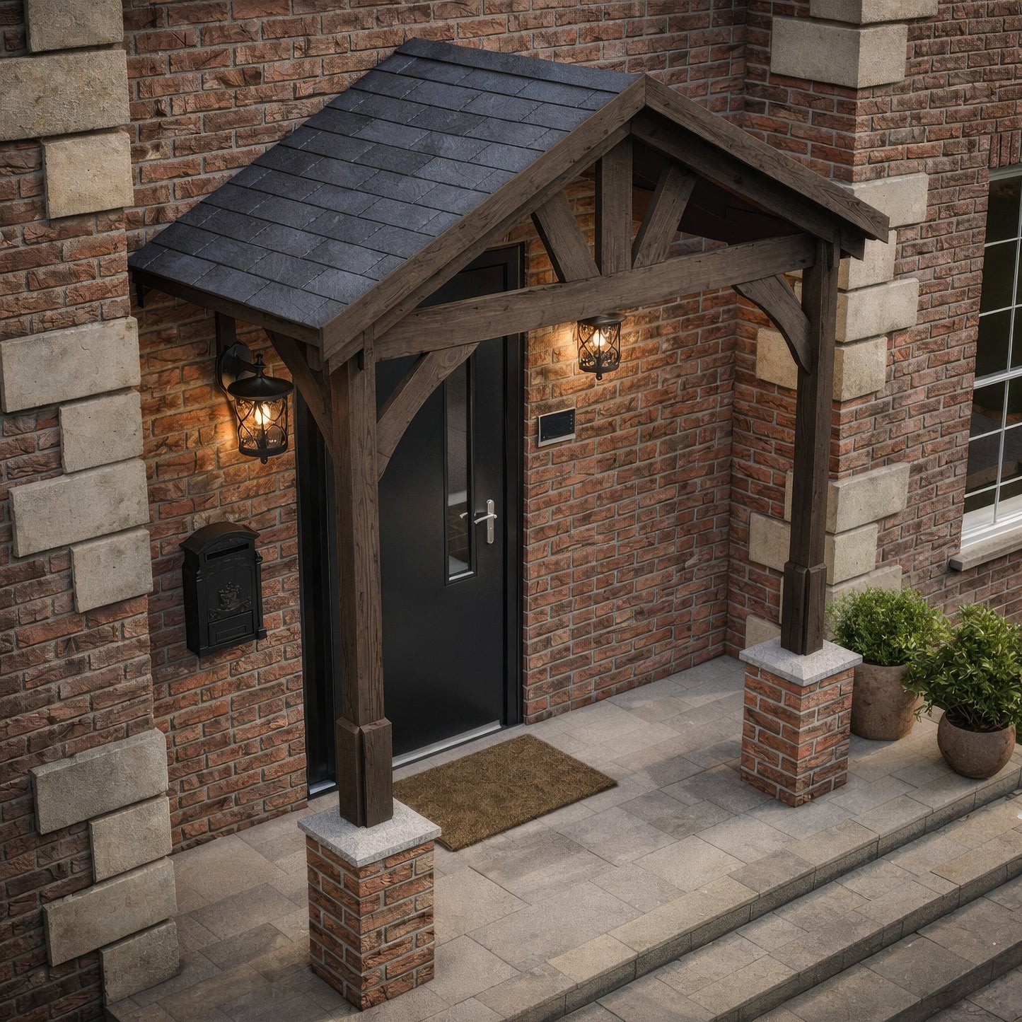 Slate Tile Roof Porch - Rustic Brown - 1.22m Depth x 2.4m Width