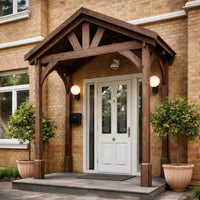 Porch | Timber Porch Canopy | Slate Tile Roof | Wall Mounted Entrance Cover | Rustic Brown | 1.22m Depth x 2.4m Width