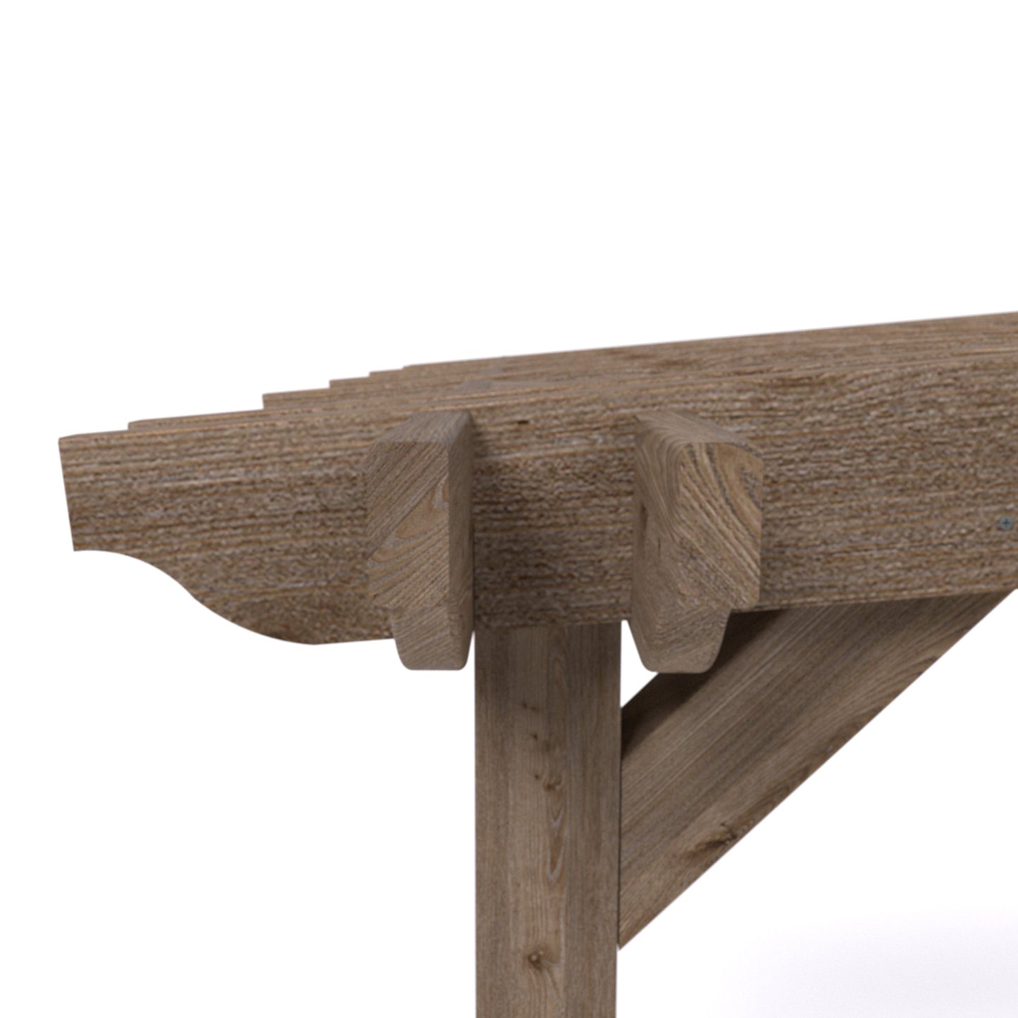 Freestanding Double Garden Pergola with Decking - Rustic Brown - 4.2m Width x 4.2m Length