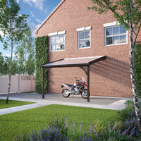 Carport | Timber Carport | Polycarbonate Roof | Wall Mounted Vehicle Shelter | Rustic Brown | 2.5m Depth x 4.34m Width