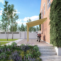 Carport | Timber Carport | Polycarbonate Roof | Wall Mounted Vehicle Shelter | Light Green | 3.5m Depth x 5.06m Width