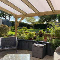 Timber Polycarbonate Roof | Wall Mounted Garden Shelter | Light Green | 2m Depth x 2.9m Width