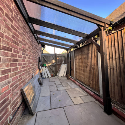 Wall Mounted Polycarbonate Roof Gazebo - Rustic Brown - 4.5m Depth x 2.9m Width
