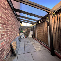Timber Polycarbonate Roof | Wall Mounted Garden Shelter | Rustic Brown | 2m Depth x 3.62m Width
