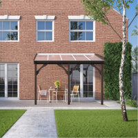 Timber Polycarbonate Roof | Wall Mounted Garden Shelter | Rustic Brown | 2m Depth x 6.5m Width