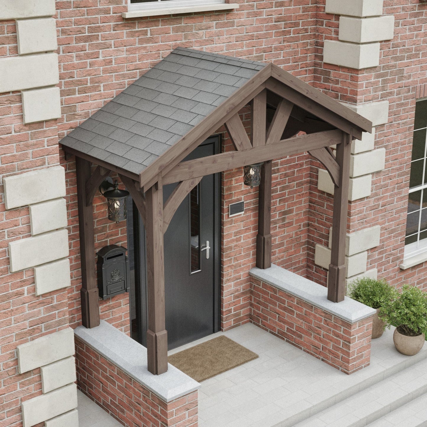 Felt Shingle Roof Porch - Rustic Brown - 1.22m Depth x 2.4m Width
