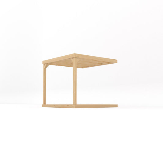Veranda | Timber Box Veranda | Integrated Decking Base | Wall Mounted Garden Structure | Light Green | 2.4m Depth x 2.4m Length