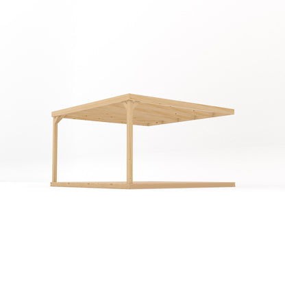 Wall Mounted Box Pergola with Decking - Light Green - 3.6m Depth x 3.6m Length