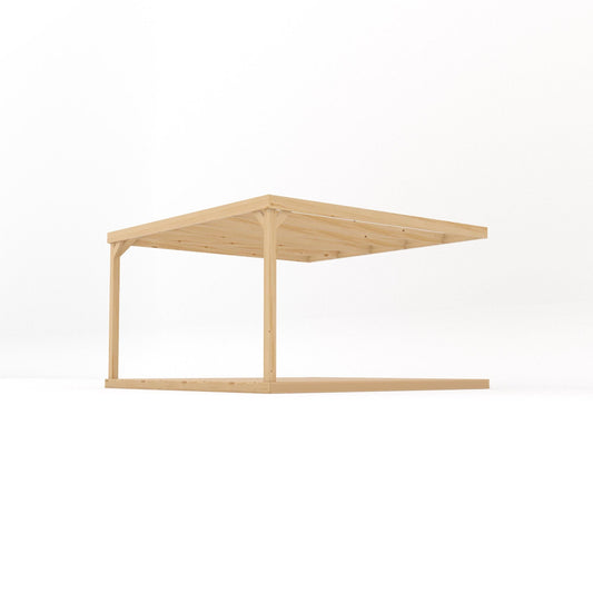 Veranda | Timber Box Veranda | Integrated Decking Base | Wall Mounted Garden Structure | Light Green | 3.6m Depth x 3.6m Length