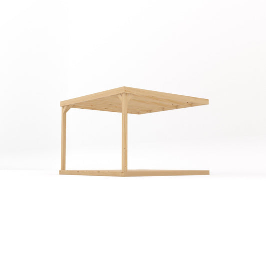 Veranda | Timber Box Veranda | Integrated Decking Base | Wall Mounted Garden Structure | Light Green | 3m Depth x 3m Length