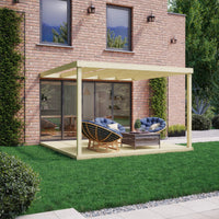 Veranda | Timber Box Veranda | Integrated Decking Base | Wall Mounted Garden Structure | Light Green | 4.8m Depth x 4.8m Length