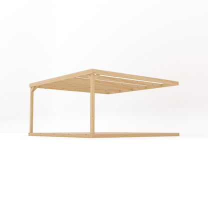 Wall Mounted Box Pergola with Decking - Light Green - 4.2m Depth x 4.2m Length