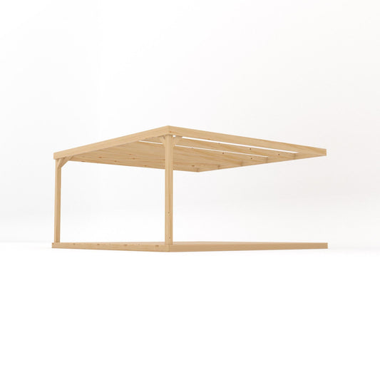 Veranda | Timber Box Veranda | Integrated Decking Base | Wall Mounted Garden Structure | Light Green | 4.2m Depth x 4.2m Length