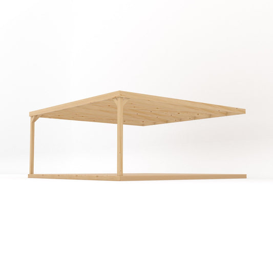 Veranda | Timber Box Veranda | Integrated Decking Base | Wall Mounted Garden Structure | Light Green | 4.8m Depth x 4.8m Length